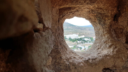 A view through a hole in the fortress