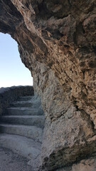 Stairs in the rock near the sea