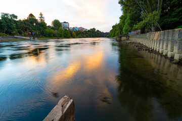 Dusk along the Waikato River in Hamilton, New Zealand