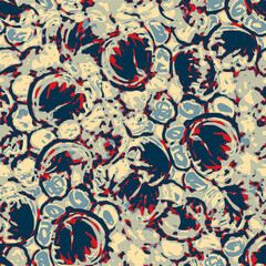 Fun yellow blue red abstract seamless texture. Modern retro swim wear fashion all over print. Coastal living cushion cover design or beach cottage fabric background. High quality jpg batik swatch.