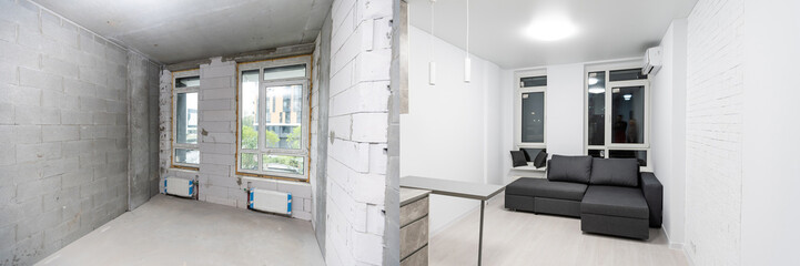 Renovation before and after - renovating empty apartment room