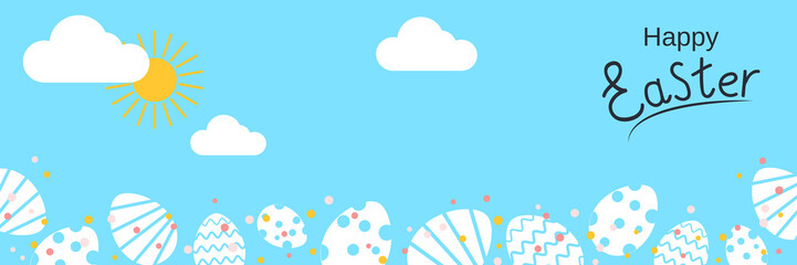 Happy Easter horizontal vector banner template
