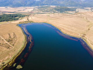 Fototapeta na wymiar Aerial view of Yarlovtsi Reservoir, Bulgaria