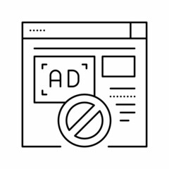 blocked ads web site line icon vector illustration