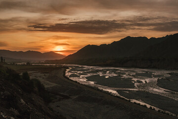 sunset over the river