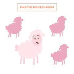 Find the right shadow for cartoon sheep.