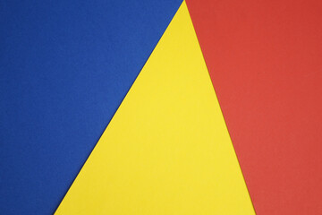 Three colors of the Romanian flag. Illustration of geometric shapes.