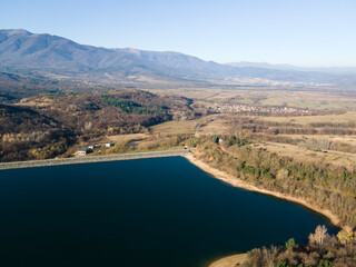 Fototapeta na wymiar Aerial view of Srechenska Bara Reservoir, Bulgaria