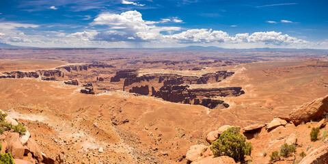 Beautiful View of Horizon Landscape, Nature Trails and Southern Utah Desert in Canyonlands National Park