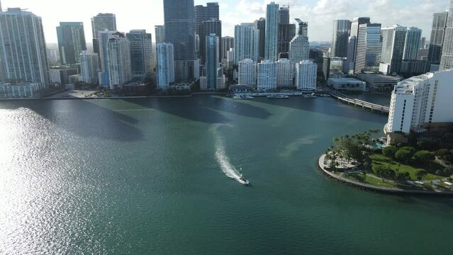 Beautiful high views from the coasts of Brickell, Miami. 