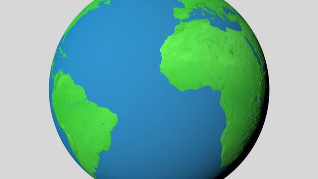Seamless looping animation of the earth zooming in to the 3d map of Ivory Coast with the capital and the biggest cites in 4K resolution