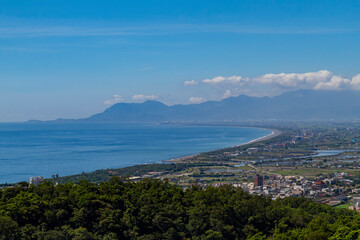 High angle view of the beautiful Yilan Plain and cityscape