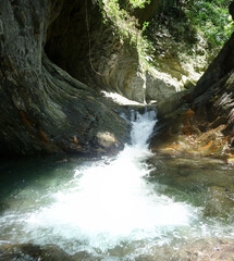 Sunny view of the landscape during a river tracing event
