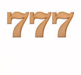 Number 777 - Piece of wood isolated on white background