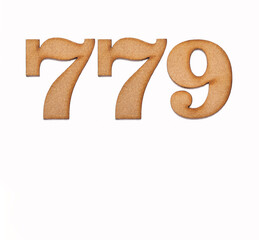 Number 779 - Piece of wood isolated on white background