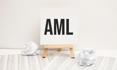 text aml on easel with office tools and paper.Top view. Business concept