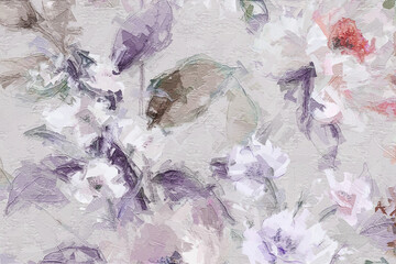 Abstract beautiful oil painting flower vintage illustration