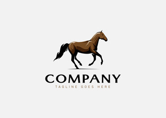 Horse Race Logo Design Template. Wild Horse Icon Vector