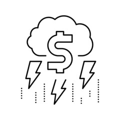 money thunder and lightning line icon vector illustration
