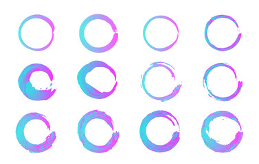 Set Of Round Watercolor Gradient Frames