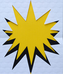 irregular abstract shape (starburst, sun) - white and black on yellow