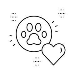 pet paw love heart line icon vector illustration