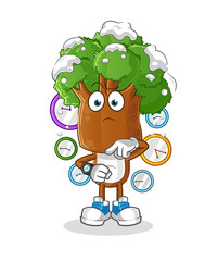 tree head cartoon with wristwatch. cartoon mascot vector