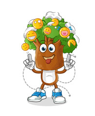 tree head cartoon laugh and mock character. cartoon vector