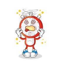 alarm clock head cartoon dizzy mascot. cartoon vector