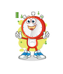 alarm clock head cartoon full battery character. cartoon mascot vector