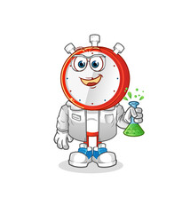 alarm clock head cartoon scientist character. cartoon mascot vector