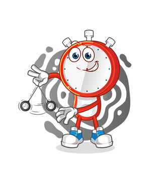 alarm clock head cartoon hypnotizing. cartoon mascot vector