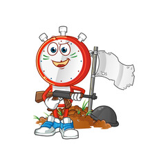 alarm clock head cartoon army character. cartoon mascot vector