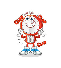 alarm clock head cartoon applause illustration. character vector