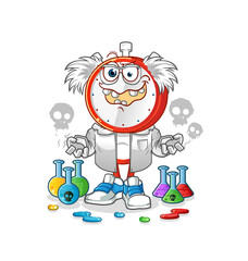 alarm clock head cartoon mad scientist illustration. character vector