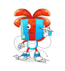 gift head cartoon with paper plane character. cartoon vector