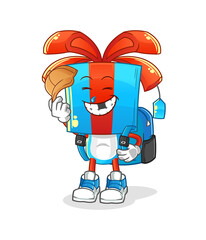 Obraz premium gift head cartoon goes to school vector. cartoon character