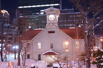 Sapporo Clock Tower at night in Hokkaido, Japan - 日本 北海道 札幌 時計台