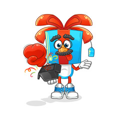 gift head cartoon prank glove in the box. cartoon mascot