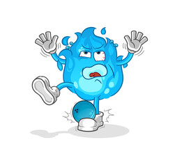 blue fire hiten by bowling cartoon. cartoon mascot vector