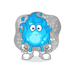blue fire thinking hard vector. cartoon character