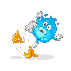 blue fire slipped on banana. cartoon mascot vector