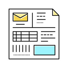 invoice paper list color icon vector illustration