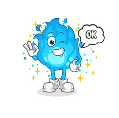 blue fire agree mascot. cartoon vector