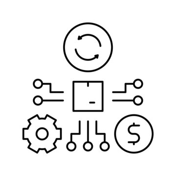 manufacturing and selling process line icon vector illustration