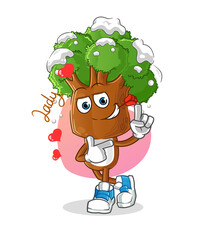 tree head cartoon flirting illustration. character vector