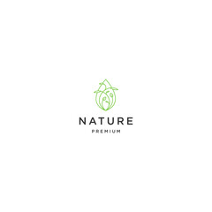 Nature leaf line logo icon design template