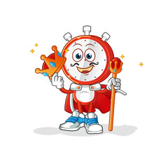alarm clock head cartoon king vector. cartoon character