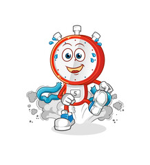 alarm clock head cartoon runner character. cartoon mascot vector