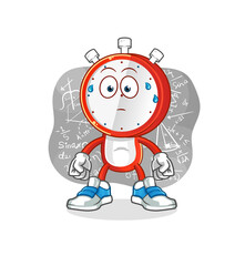 alarm clock head cartoon thinking hard vector. cartoon character